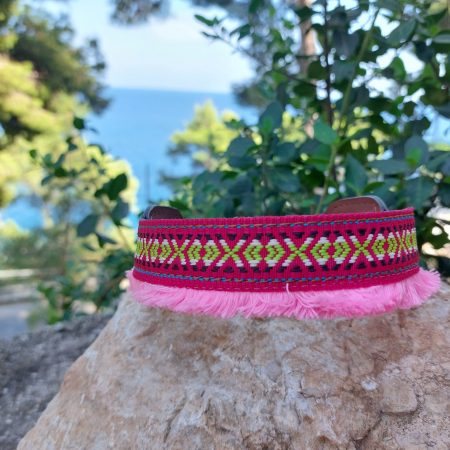 Collare Durango con frange rosa