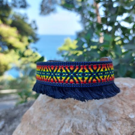 Collare Tlaxcala con frange blu