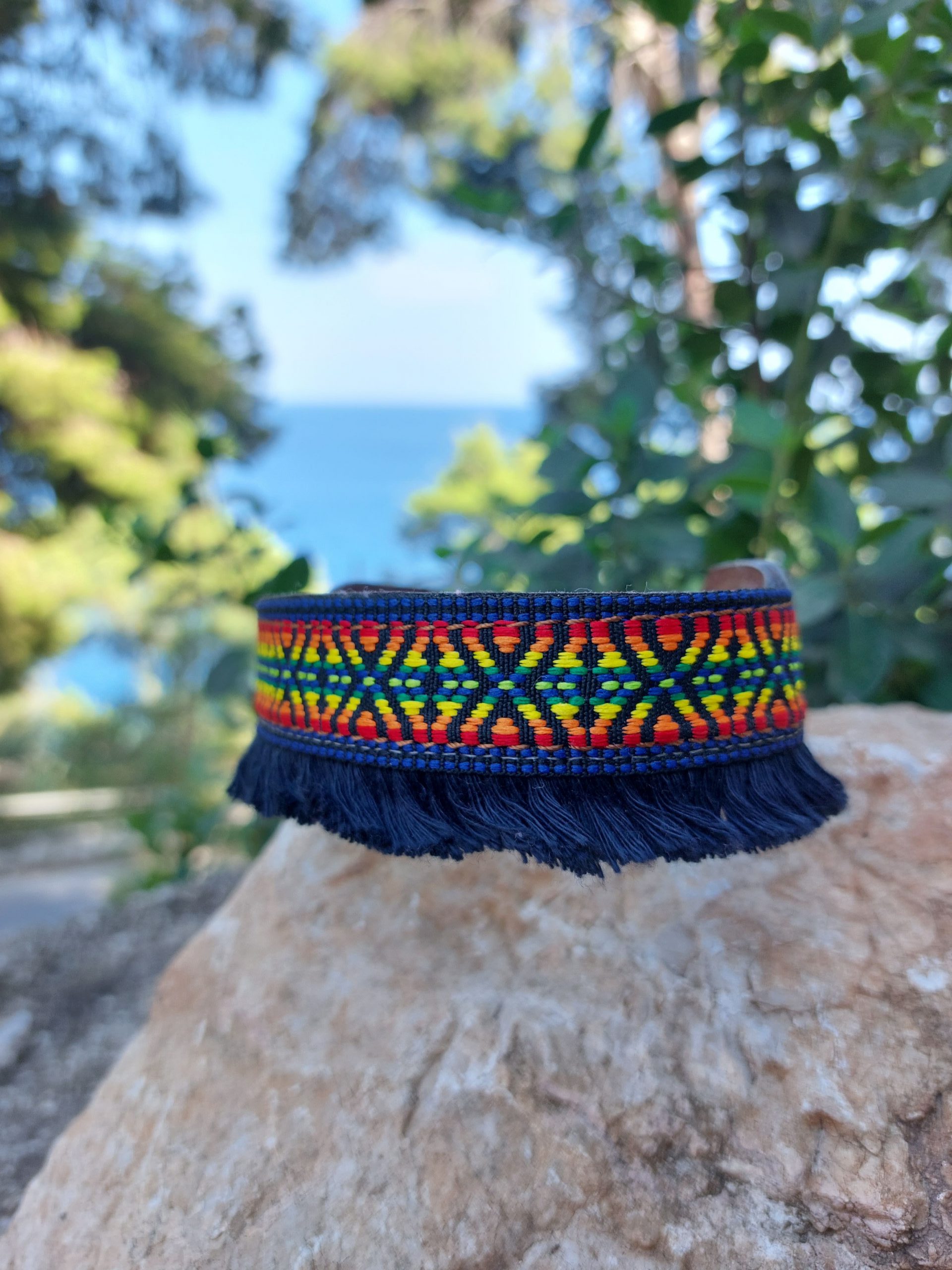 Collare Tlaxcala con frange blu